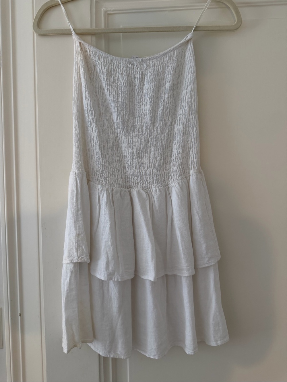 White Tiered Mini Skirt with Smocked Waist